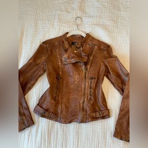 Brown Ralph Lauren real leather jacket in size small